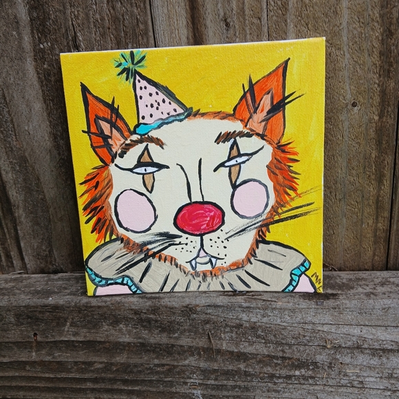 Colorful Cat Clown Canvas Art - Picture 2 of 8